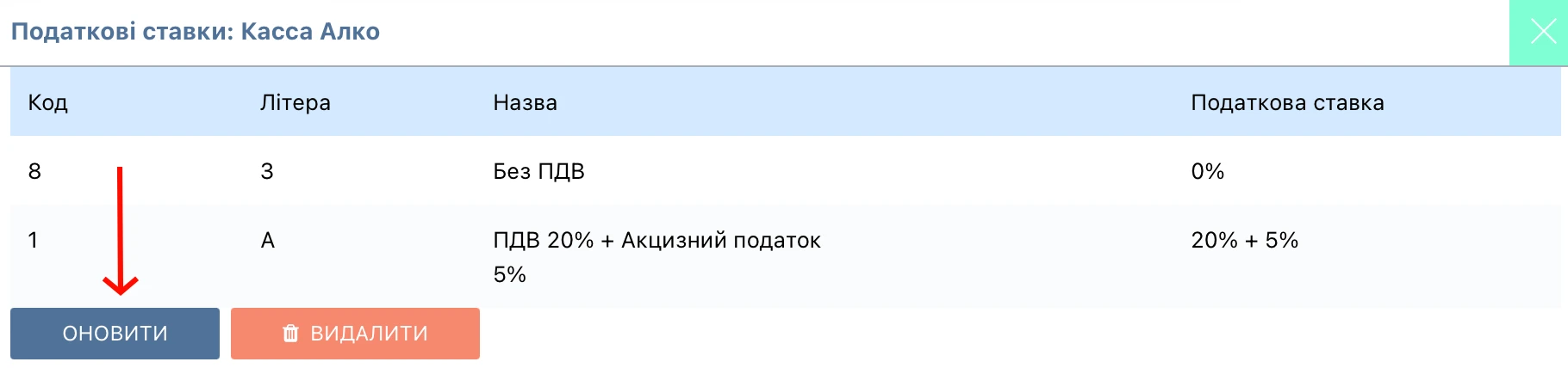 Налаштування податкових ставок для товарів у Appointer